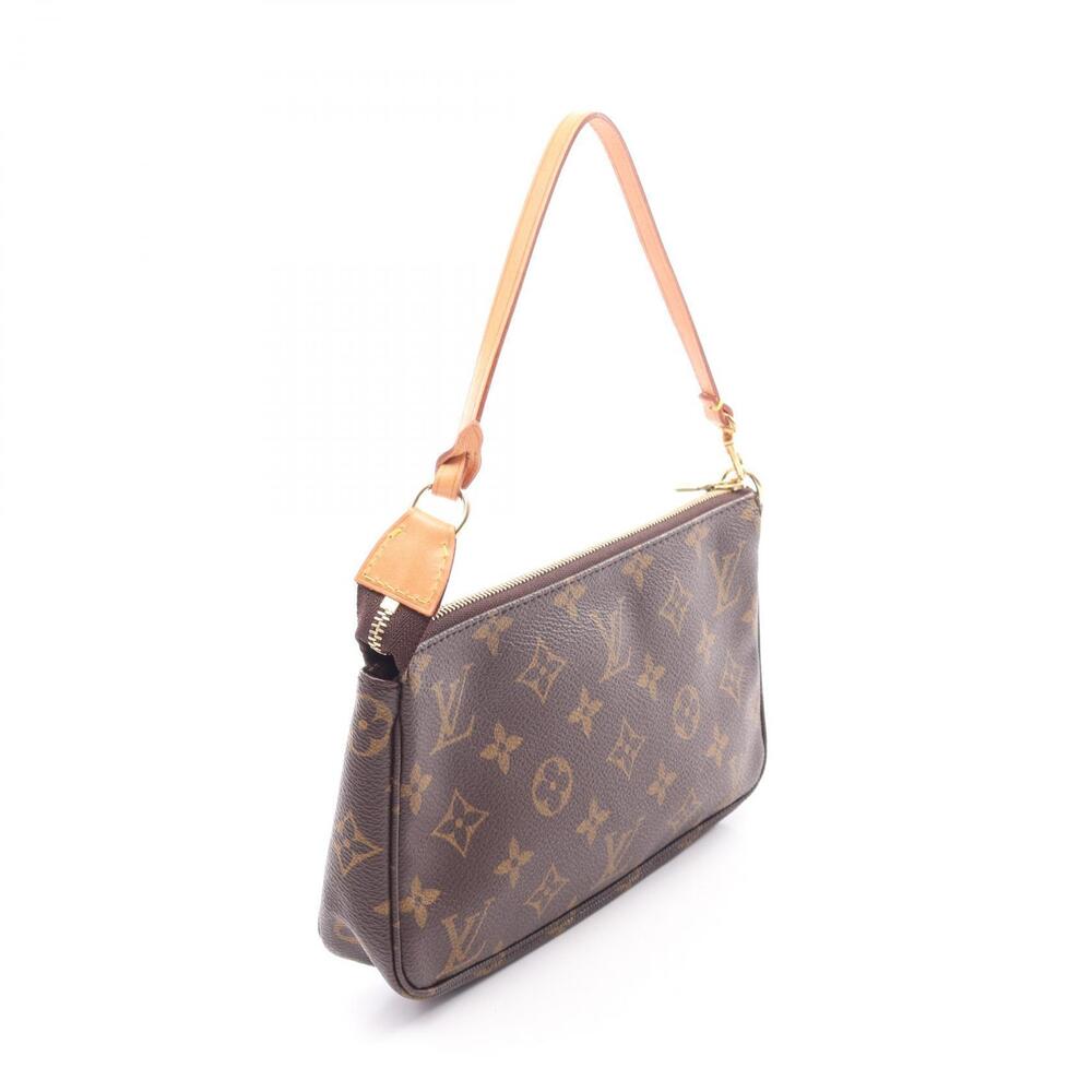 Louis Vuitton Leather Accessoires Pochette Canvas Monogram Handbag Brown